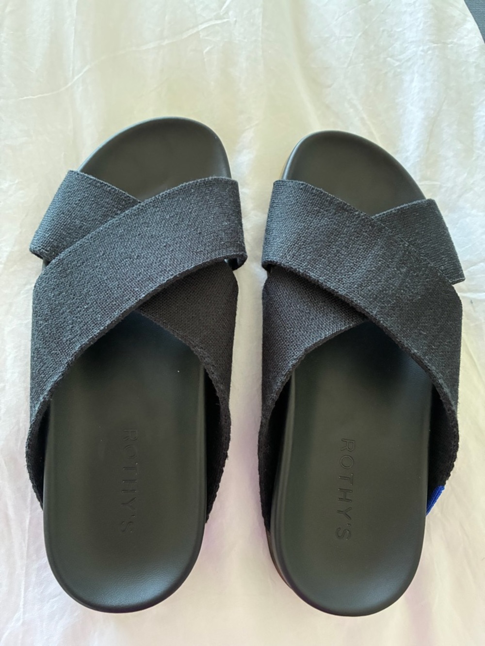 Rothy's Black Crossband Slide Sandals